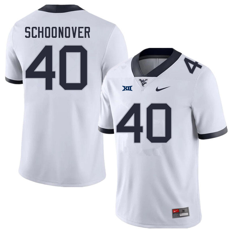 Men #40 Wil Schoonover West Virginia Mountaineers College Football Jerseys Sale-White - Click Image to Close